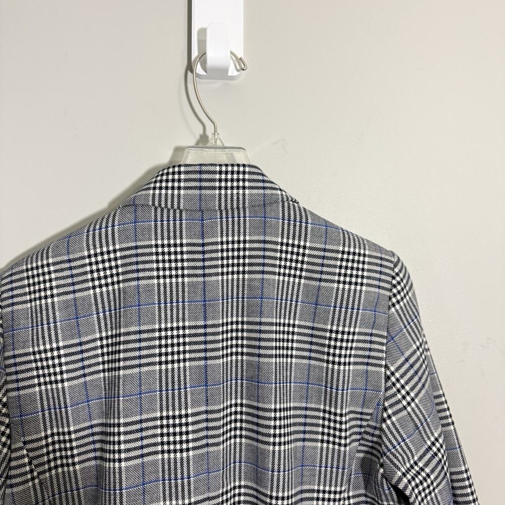 Talbots 8 Petite Double Breasted Plaid Blazer Gray Blue Black Preppy Career - Picture 4 of 5